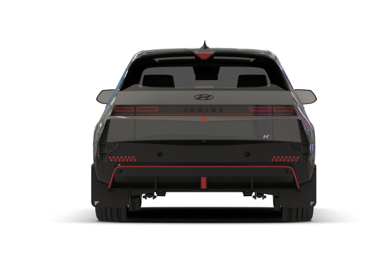 Hyundai Ioniq 5 N Mud Flap Kit - Rally Armor - UR Black Mud Flap Silver Battery Logo - Black - `25-`27